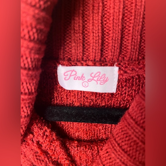 NWOT Pink Lily Vibrant Red Turtleneck Sweater - Picture 3 of 3